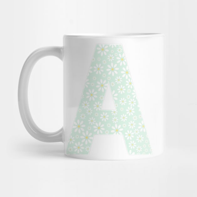 Letter A Daisy Mint Design by BloomingDiaries